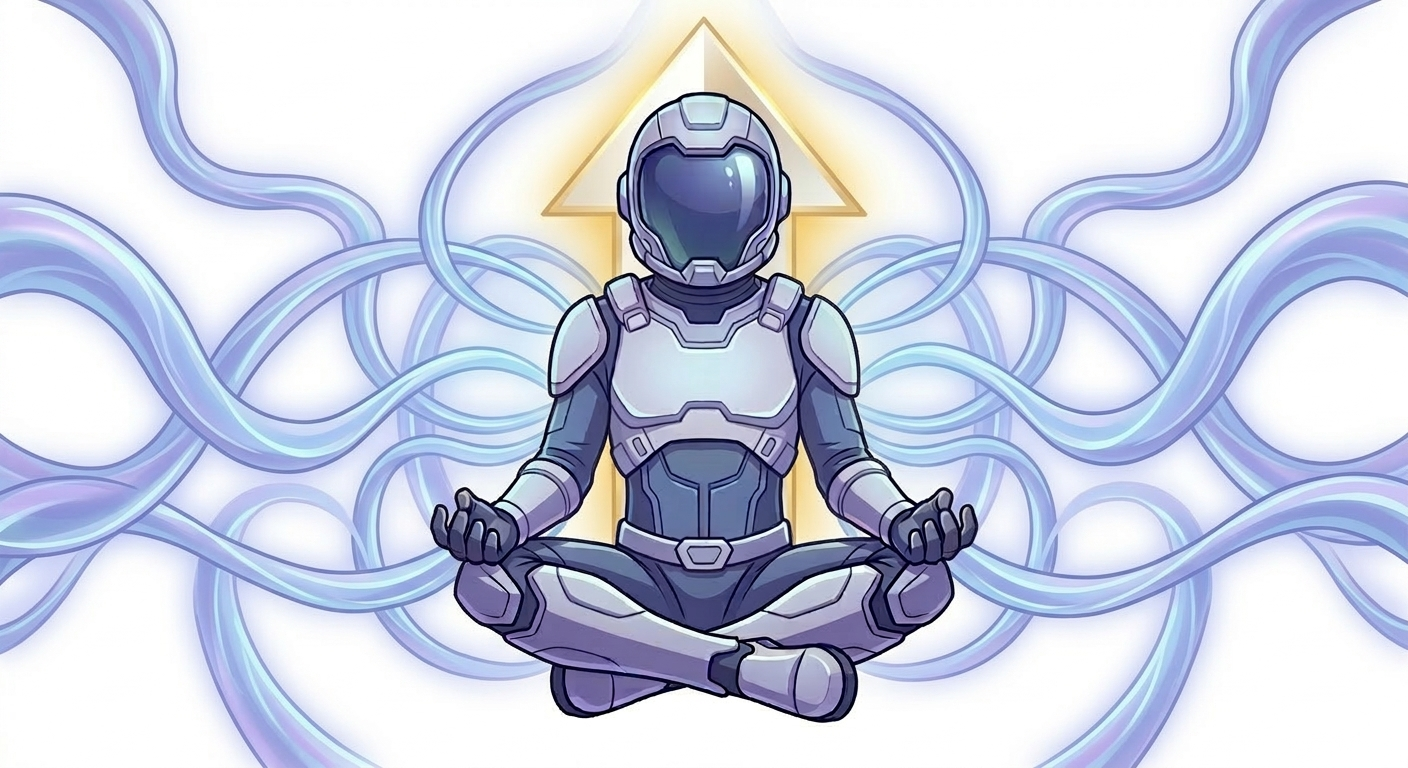 Sign Up: Meditating spaceperson with ascension energy